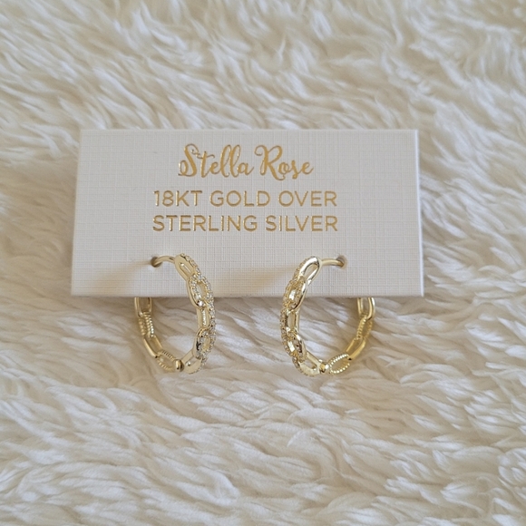 ✨️HP✨️Stella Rose🌹Gold💛 Chain🔗 Link Hoop Earrings - Picture 8 of 14